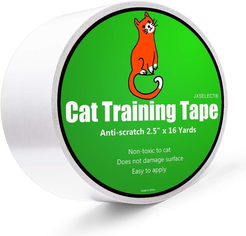 Jxselect Anti-Scratch Tape for Furniture - Stop Cats from Scratching Couch, Chair Corners, Door Frames, Countertops, and Carpets, Clear Double-Sided Cat Training Tape, 2.5" x 16 Yards Roll - Image 1